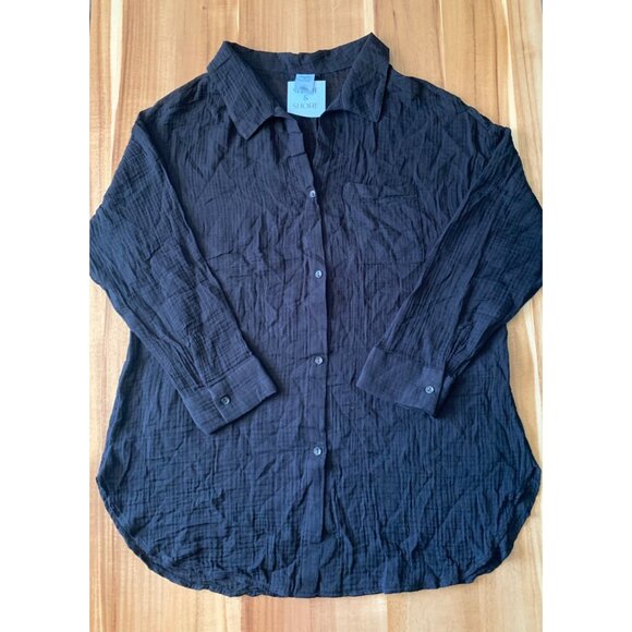Shade & Shore Womens Black Swimsuit Cover-Up Button Down Shirtdress Size Large - Picture 13 of 13